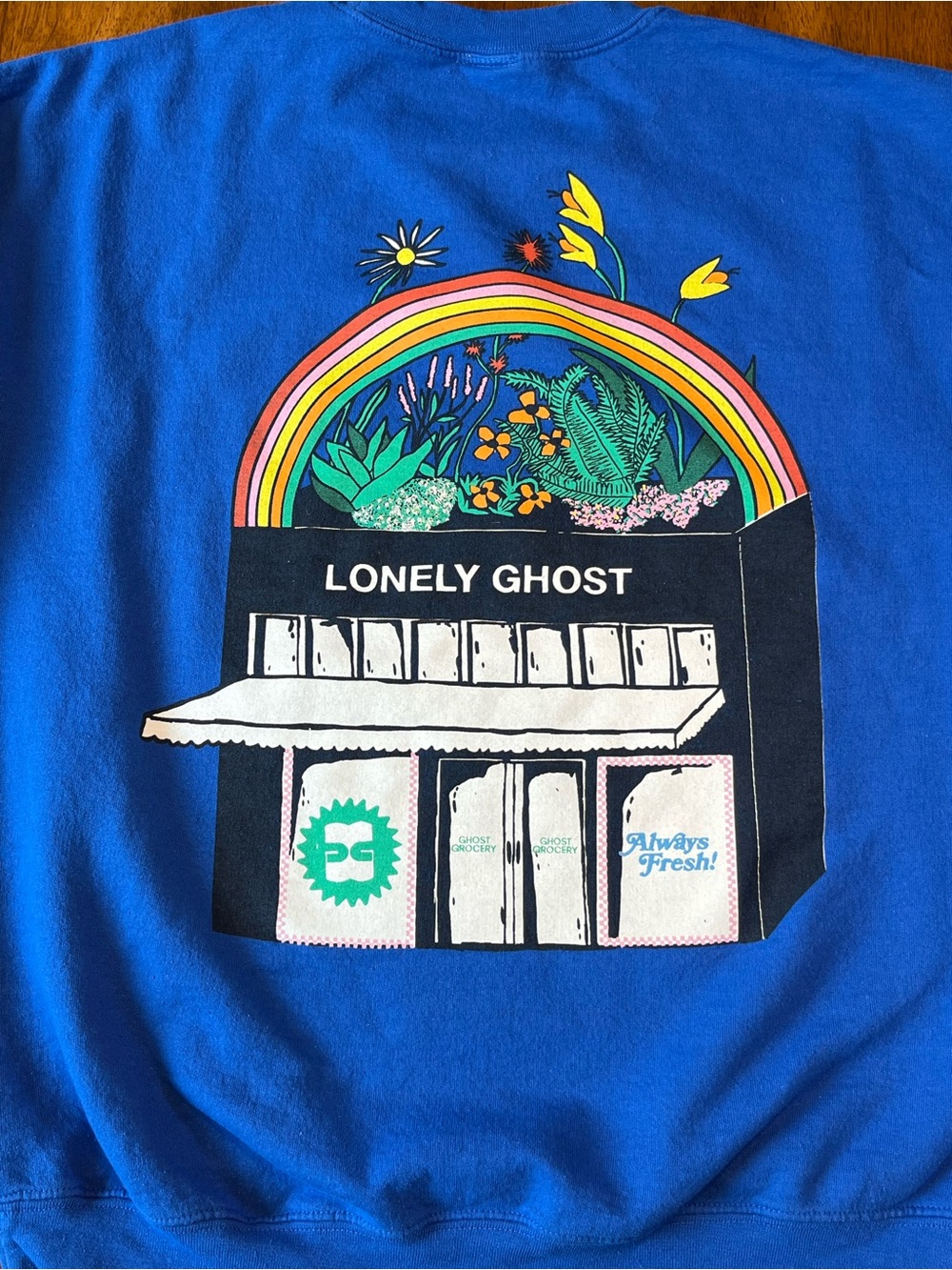 Lonely Ghost Groceries Graphic Crewneck Sweatshirt Large - Picture 3 of 6